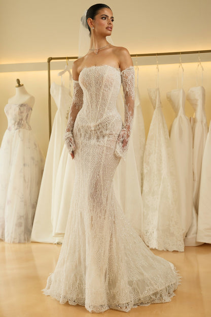 Strapless Corset Lace Mermaid Wedding Dress