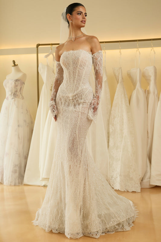 Strapless Corset Lace Mermaid Wedding Dress