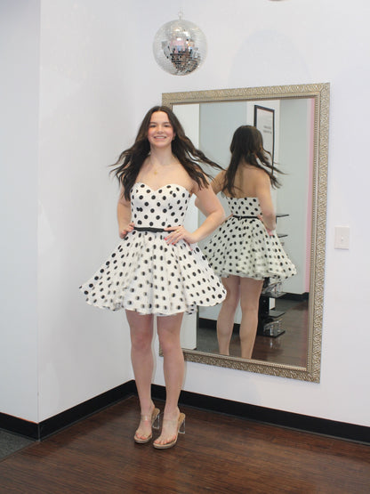 Polka Dot Strapless Fit and Flare Mini Dress