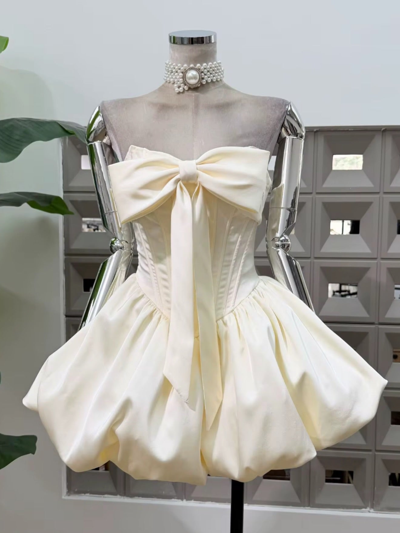 Corset Bubble Dress with Oversized Bow