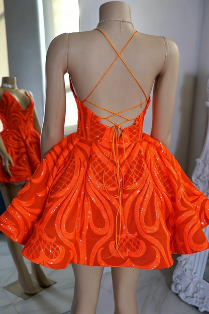 Deep V-Neck Halter Backless A-Line Party Dress