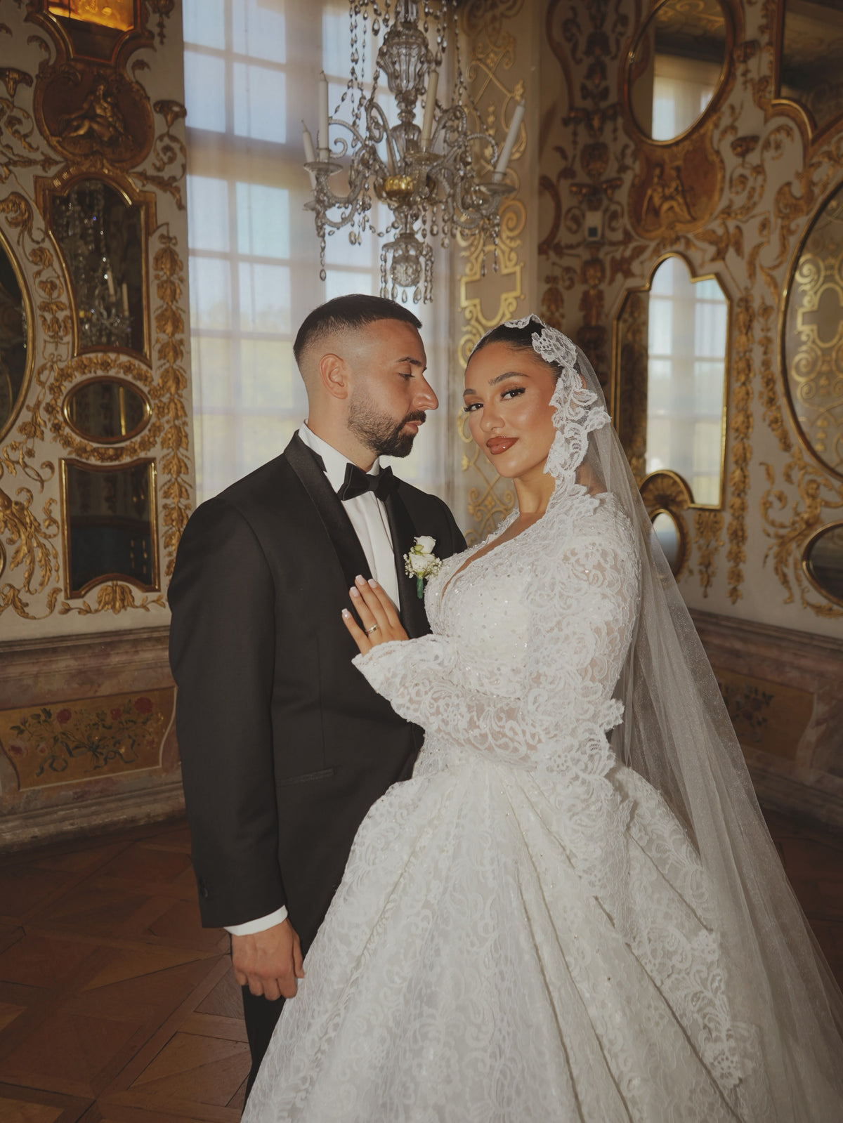 Lace Ball Gown Wedding Dress with Long Sleeves