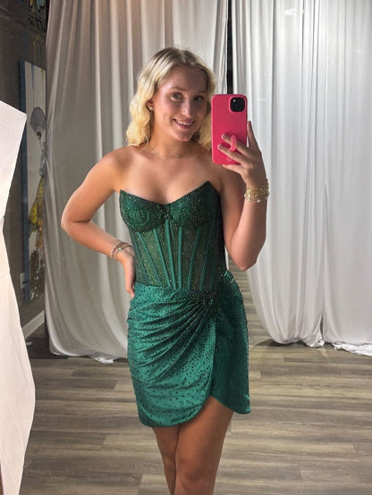 Strapless Beaded Corset Mini Dress