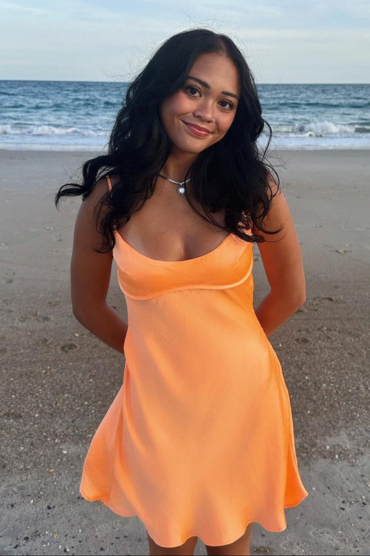 Satin Spaghetti Strap Mini Slip Dress