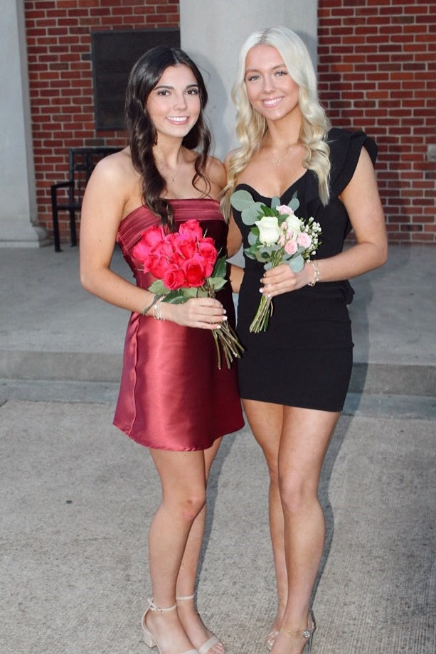 Strapless Satin Bodycon Cocktail Dress