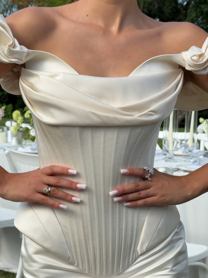 Corset Off-the-Shoulder Ruched Wedding Dress