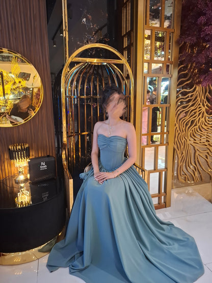 Strapless Corset Evening Gown with Matching Cape