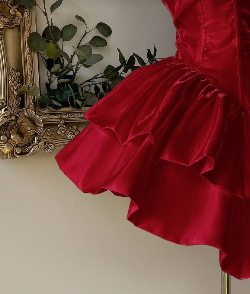 Strapless Corset Tiered Satin Mini Dress