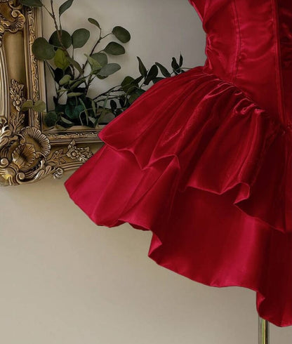 Strapless Corset Tiered Satin Mini Dress