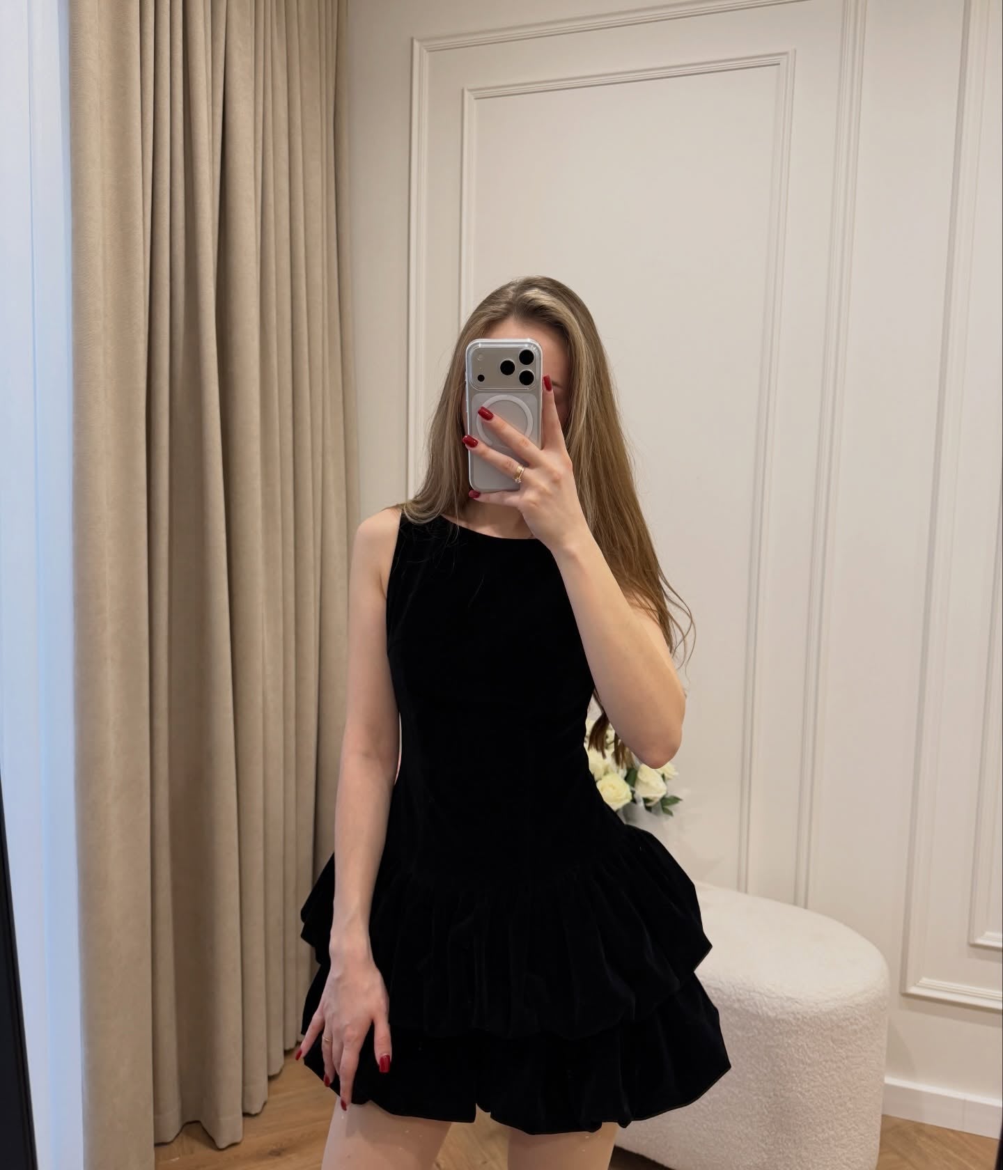 Tiered Velvet Bubble Skirt Mini Dress