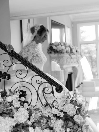 Illusion Lace Long Sleeve Ball Gown Wedding Dress
