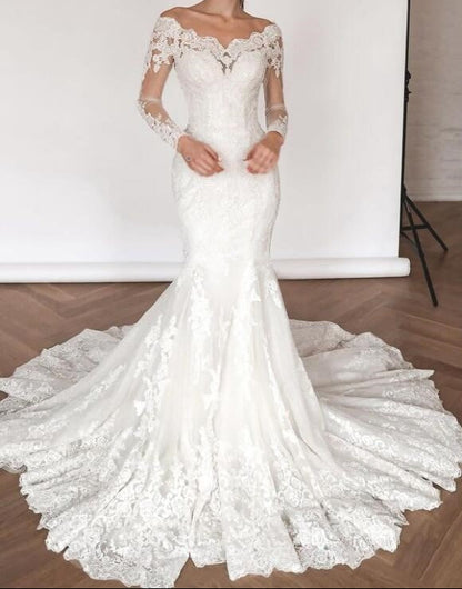Lace Mermaid Wedding Dress with Overskirt