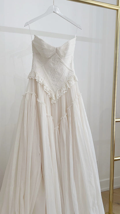 Embroidered Corset Tiered Wedding Dress
