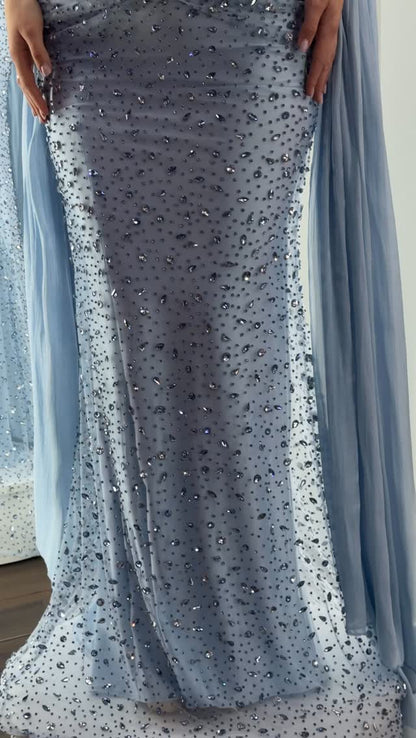 Plunging Sweetheart Crystal Mermaid Evening Dress