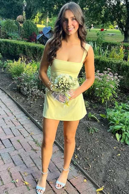 Open Back Square Neck Fit and Flare Mini Dress