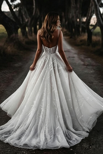 Glitter Corset A-Line Wedding Dress