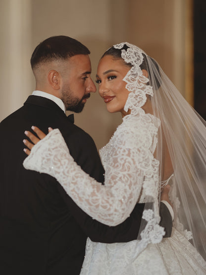 Lace Ball Gown Wedding Dress with Long Sleeves
