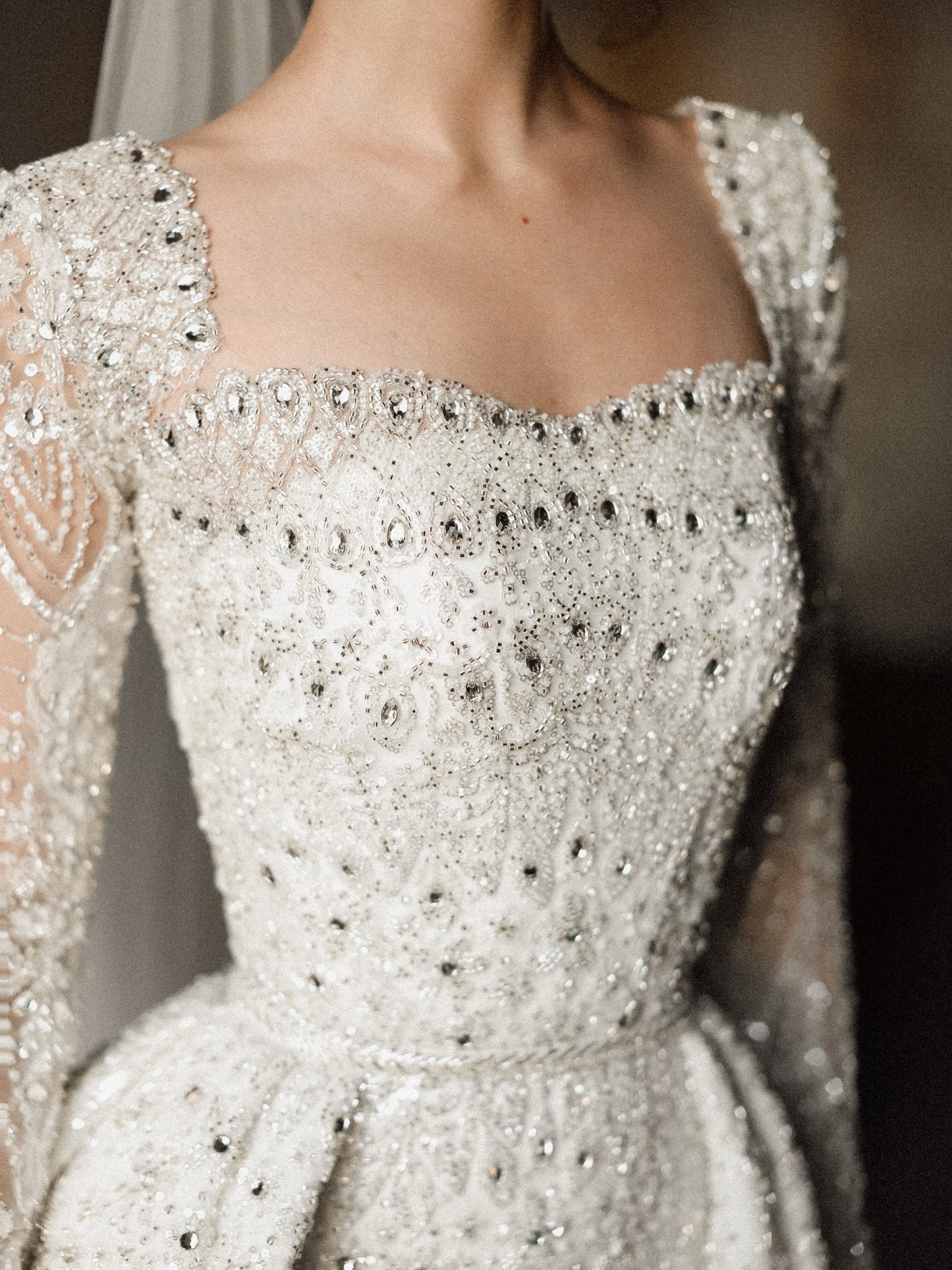 Beaded Sheath Wedding Dress with Overskirt