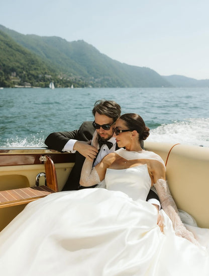 Off-Shoulder Lace Ball Gown Wedding Dress