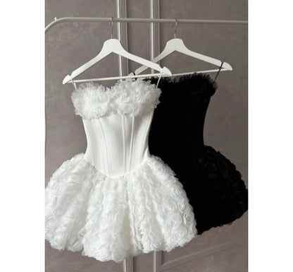 Strapless Corset 3D Floral Mini Dress