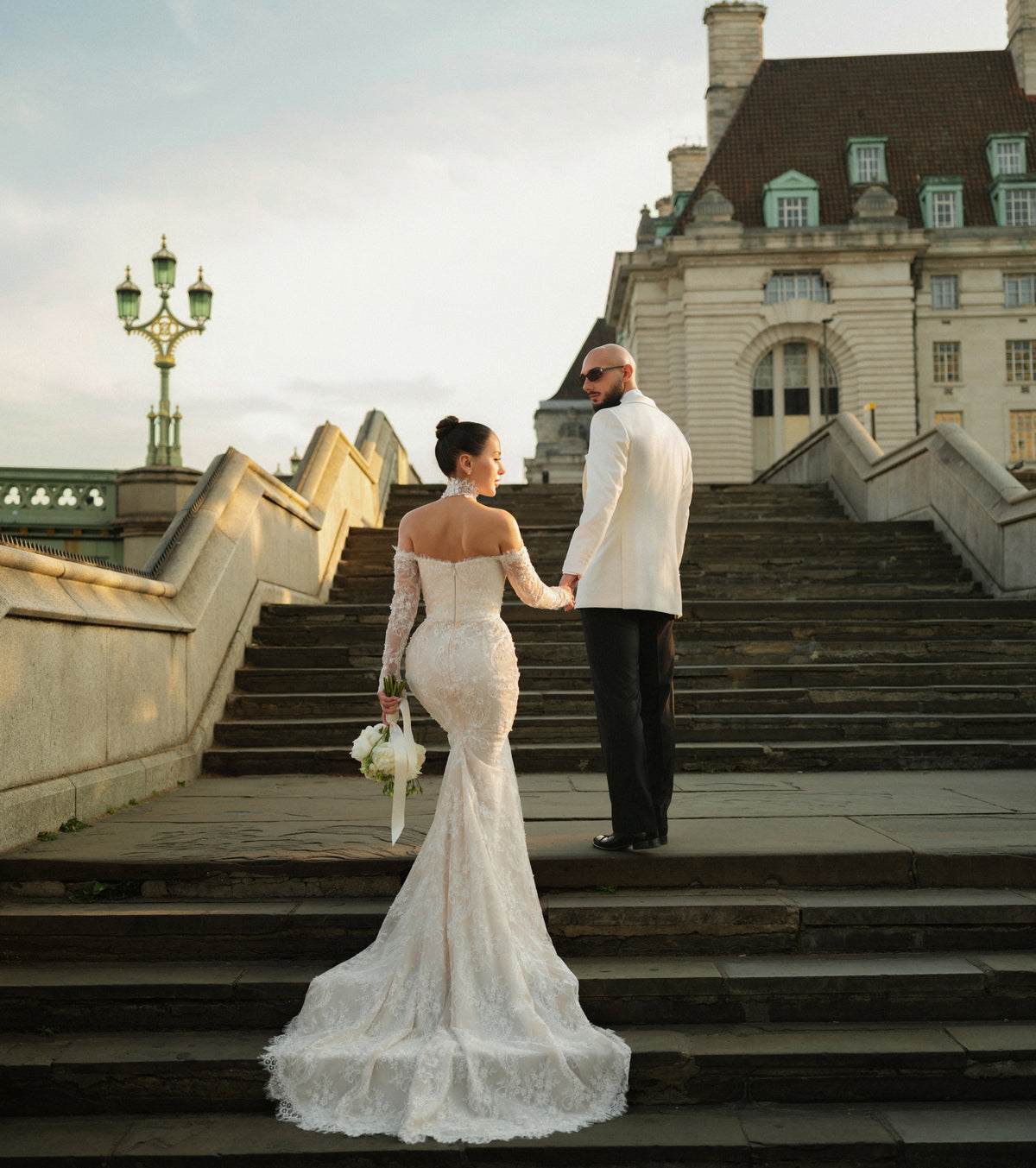 Off-the-Shoulder Long Sleeve Lace Mermaid Wedding Dress