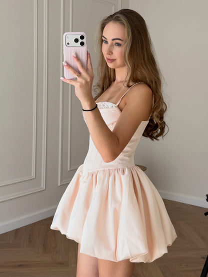 Corset Bodice Bubble Skirt Mini Dress