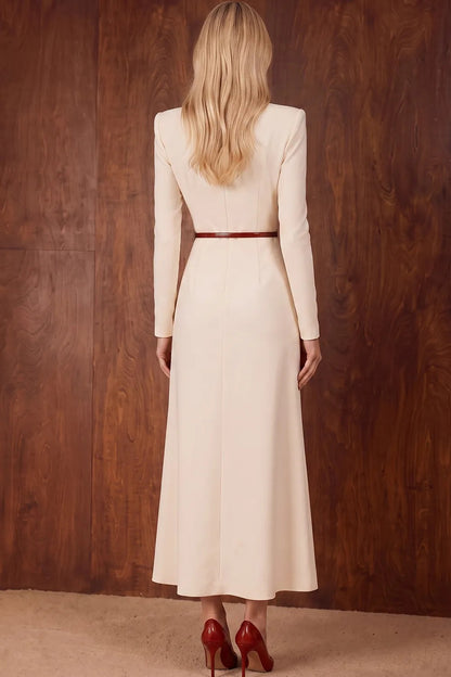 Cowl Neck Long Sleeve Ankle-Length Column Dress