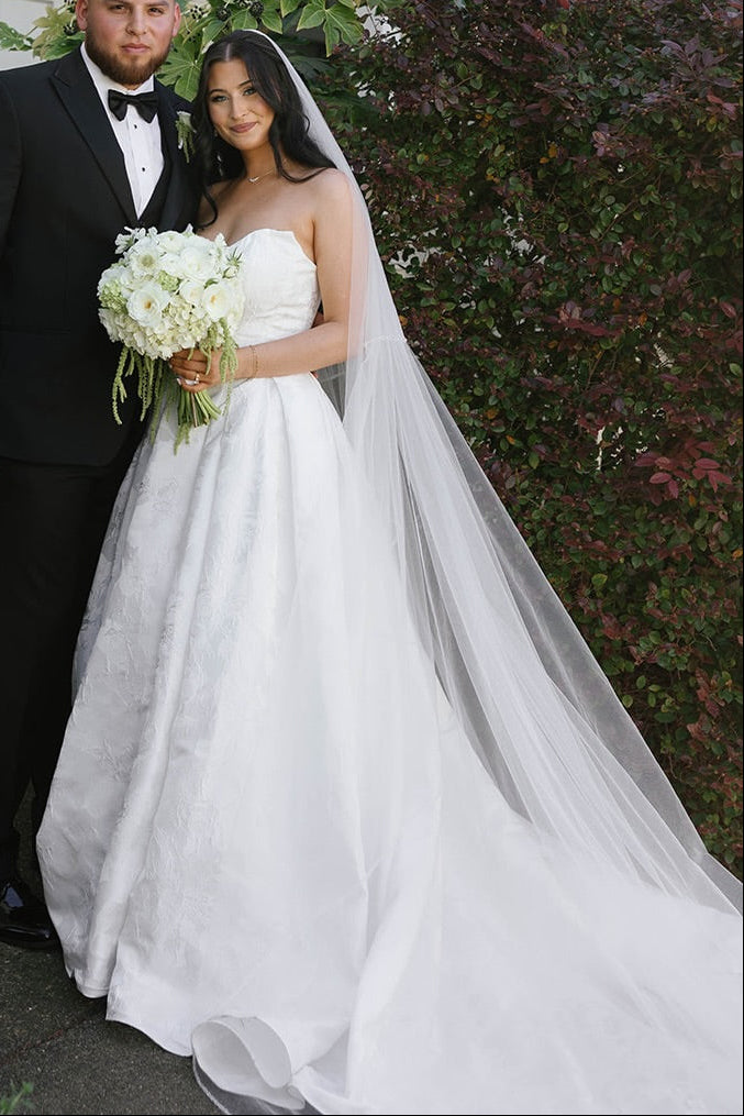 Strapless Ball Gown Wedding Dress with Structured Bodice
