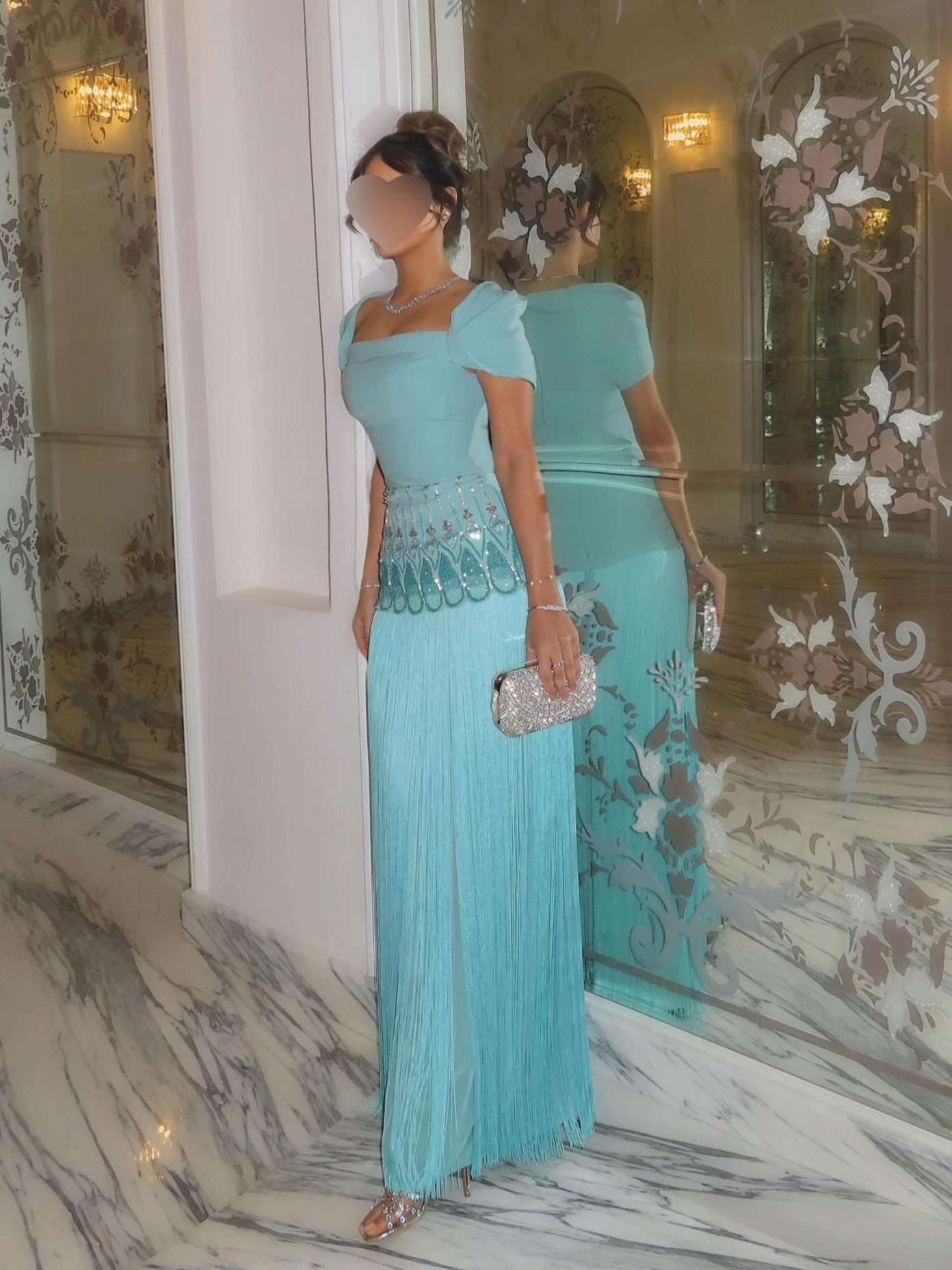 Fringe Maxi Dress with Beaded Waist Detail