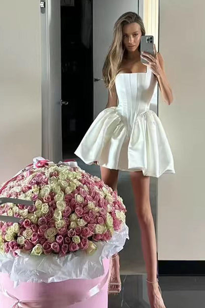 One-Shoulder Corset Bubble Skirt Mini Dress