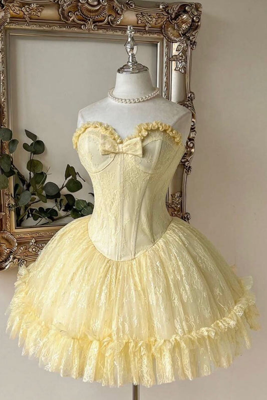 Strapless Lace Corset Mini Dress