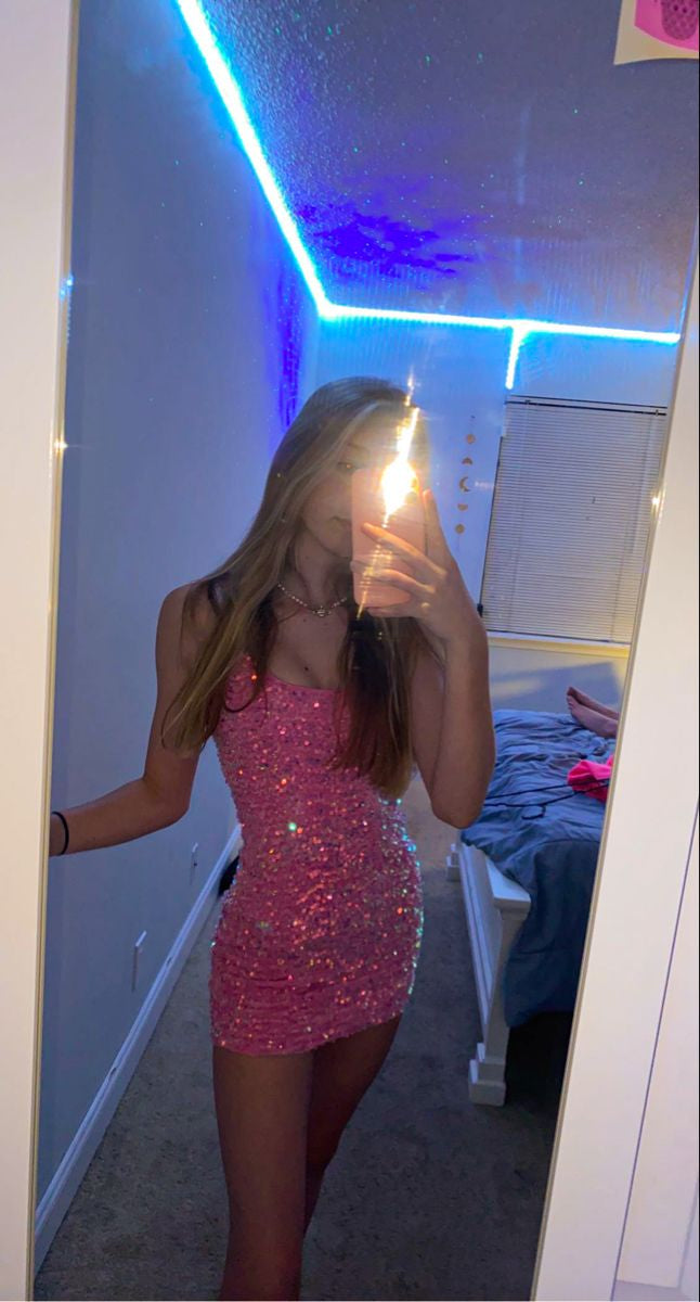 Iridescent Sequin Spaghetti Strap Mini Dress