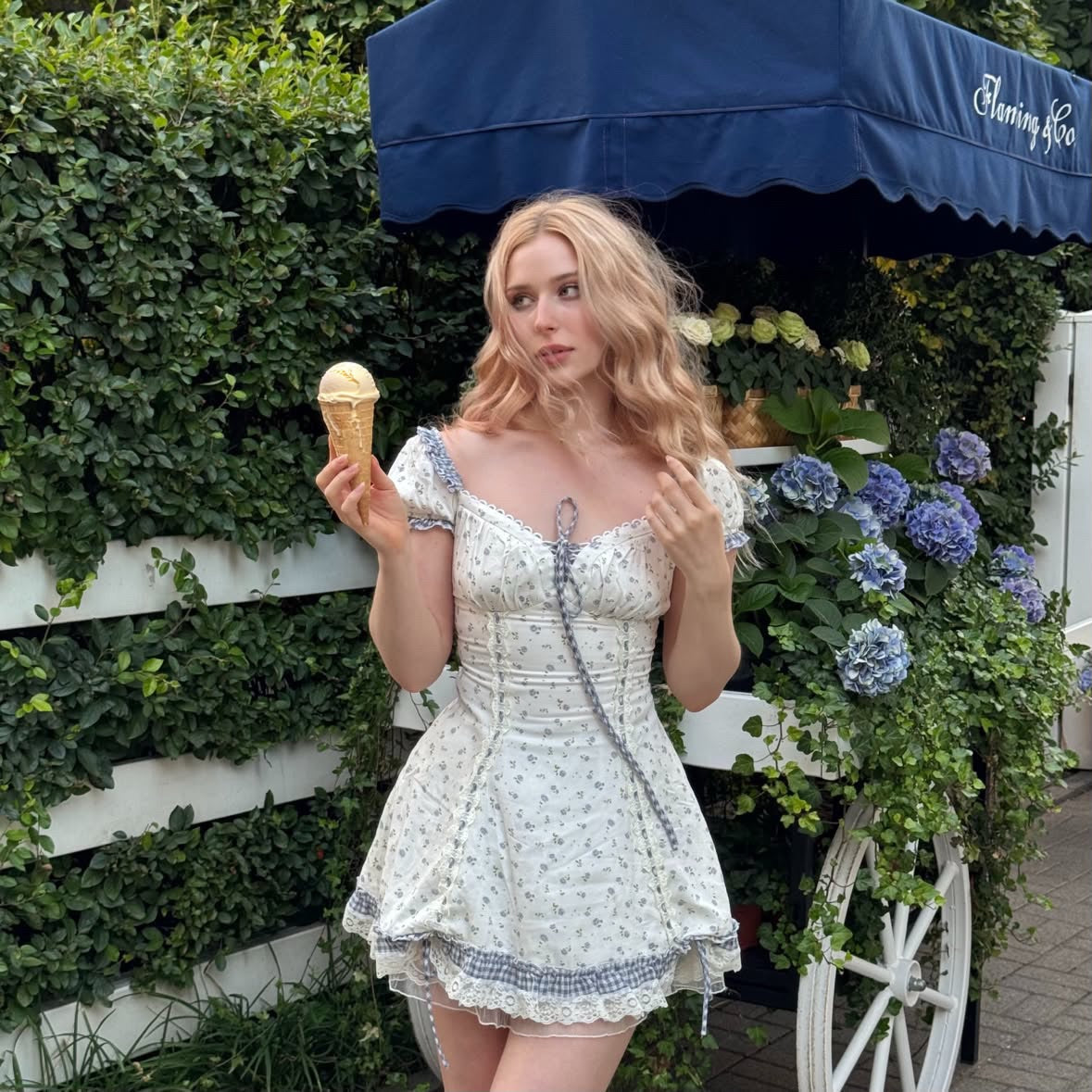 Floral Corset Mini Dress with Gingham Trim