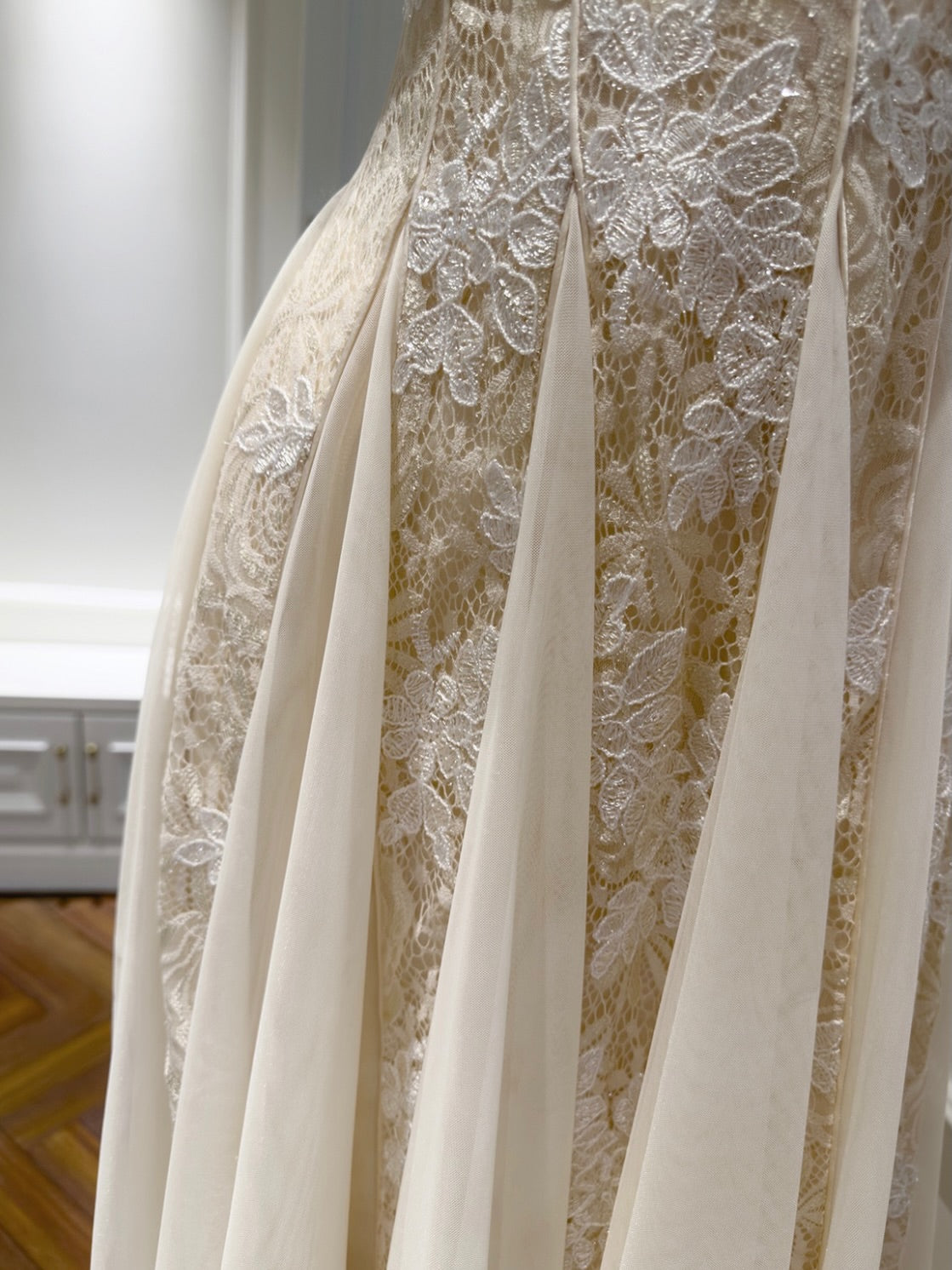 Square Neck Lace Corset A-Line Maxi Dress