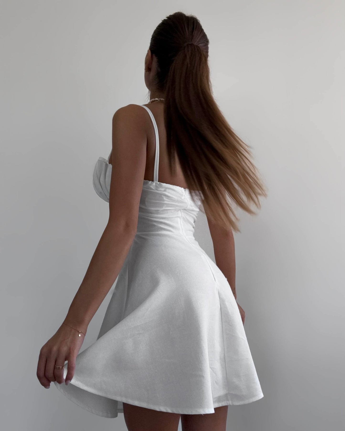 Ruched Bust Spaghetti Strap A-Line Mini Dress