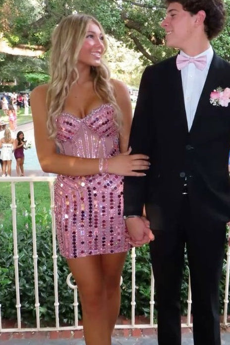 Sequin Beaded Corset Bodice Mini Dress