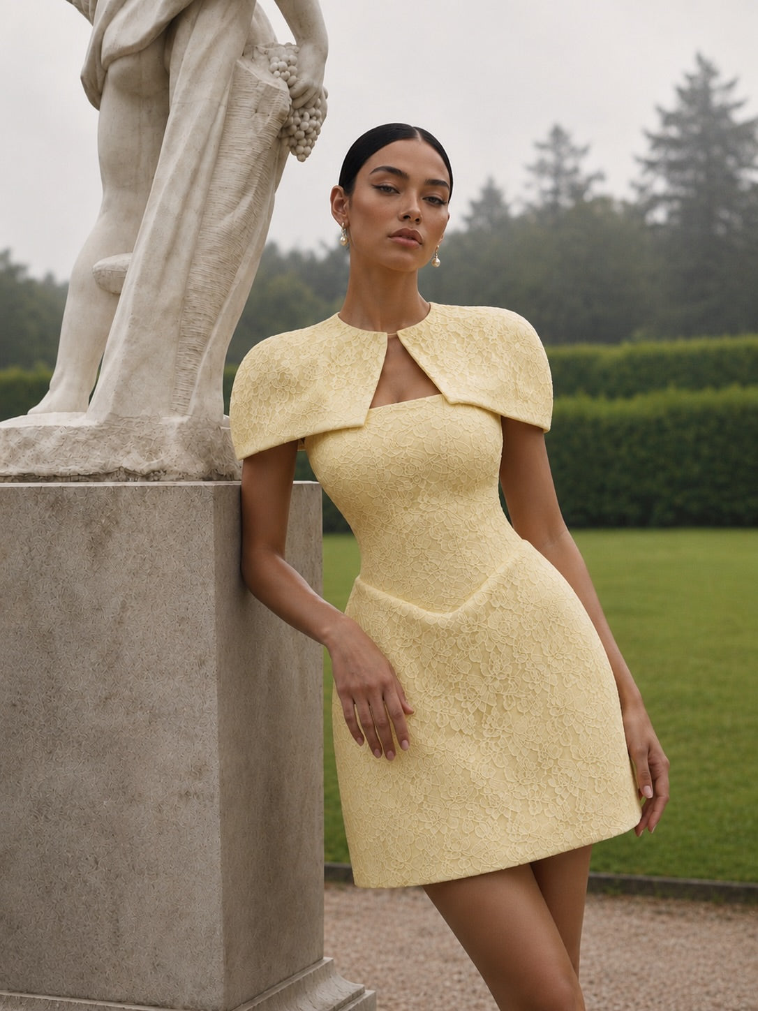 Beaded Mini Dress with Matching Capelet