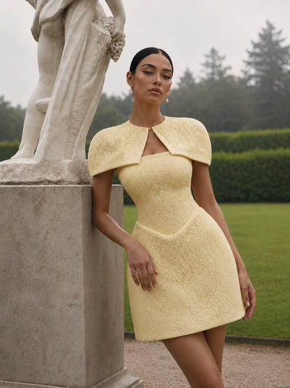 Beaded Mini Dress with Matching Capelet