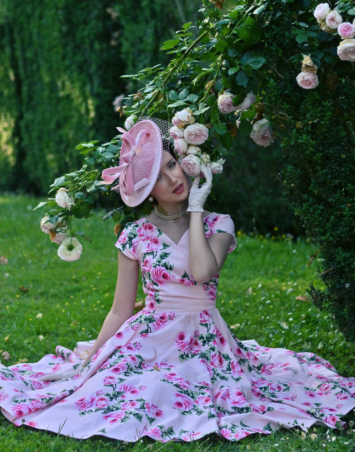Floral Print V-Neck Cap Sleeve A-Line Swing Dress
