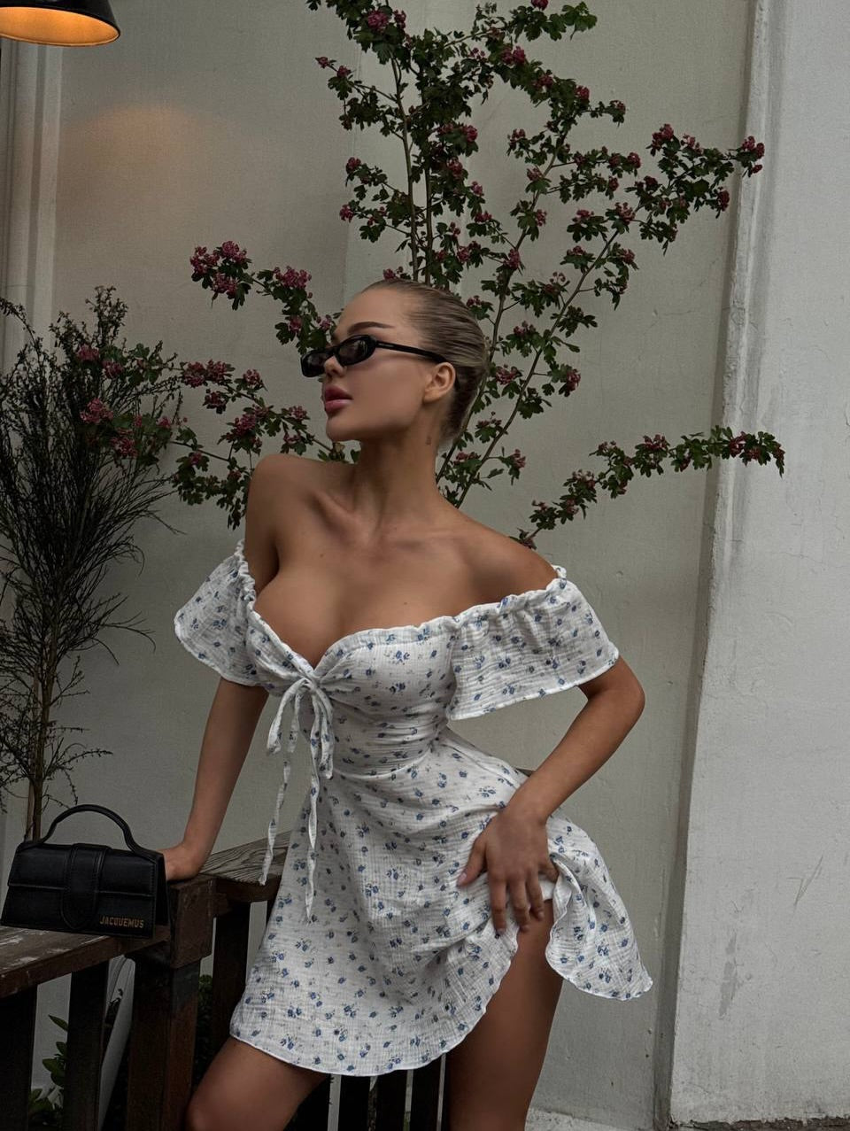 Off-the-Shoulder Floral Cottagecore Mini Dress