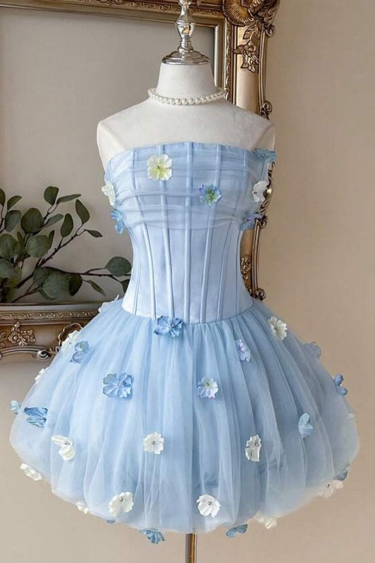 Strapless 3D Floral Corset Bubble Dress