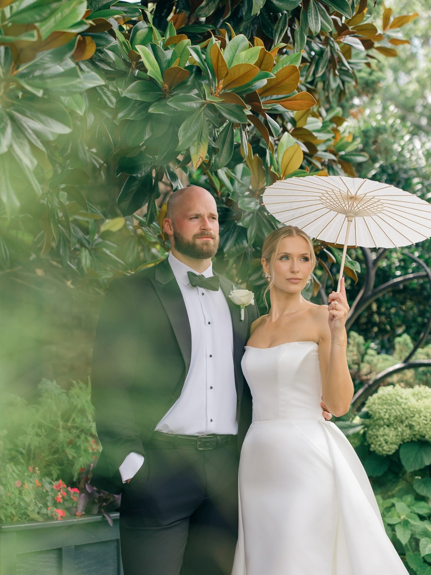Strapless Satin A-Line Wedding Gown with Train