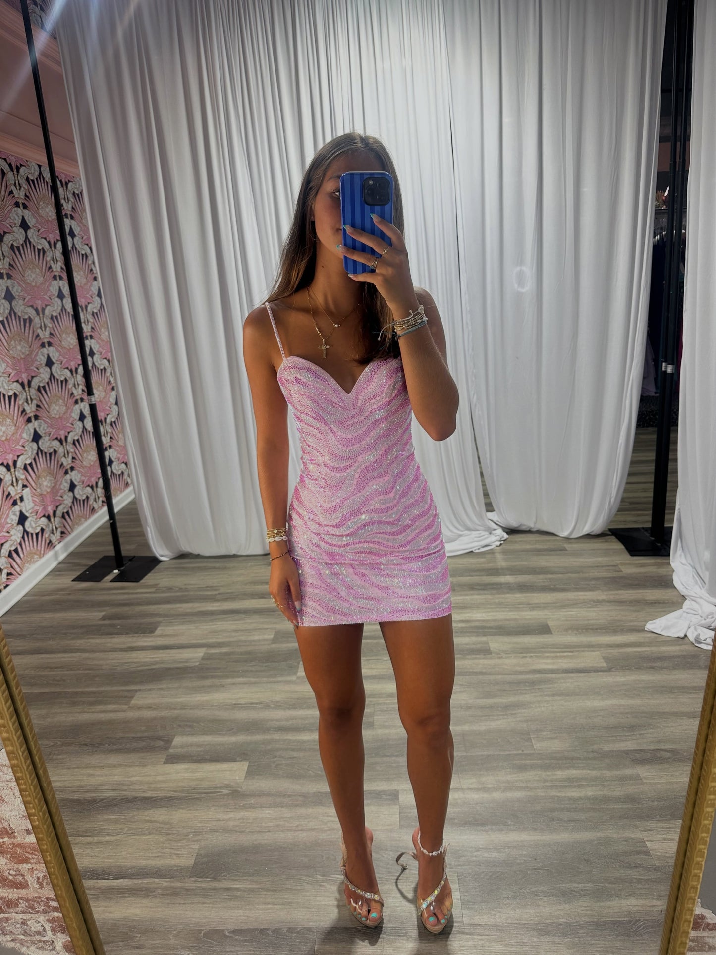 Sequin Zebra Print Mini Bodycon Dress
