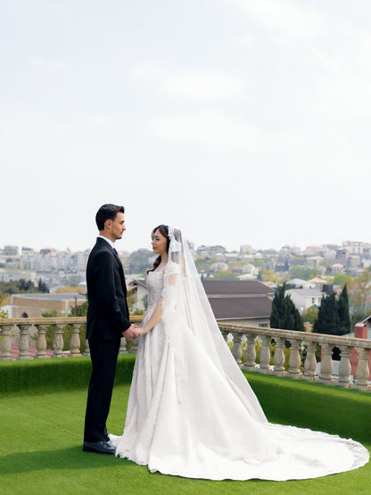 Square Neck Lace A-Line Wedding Dress