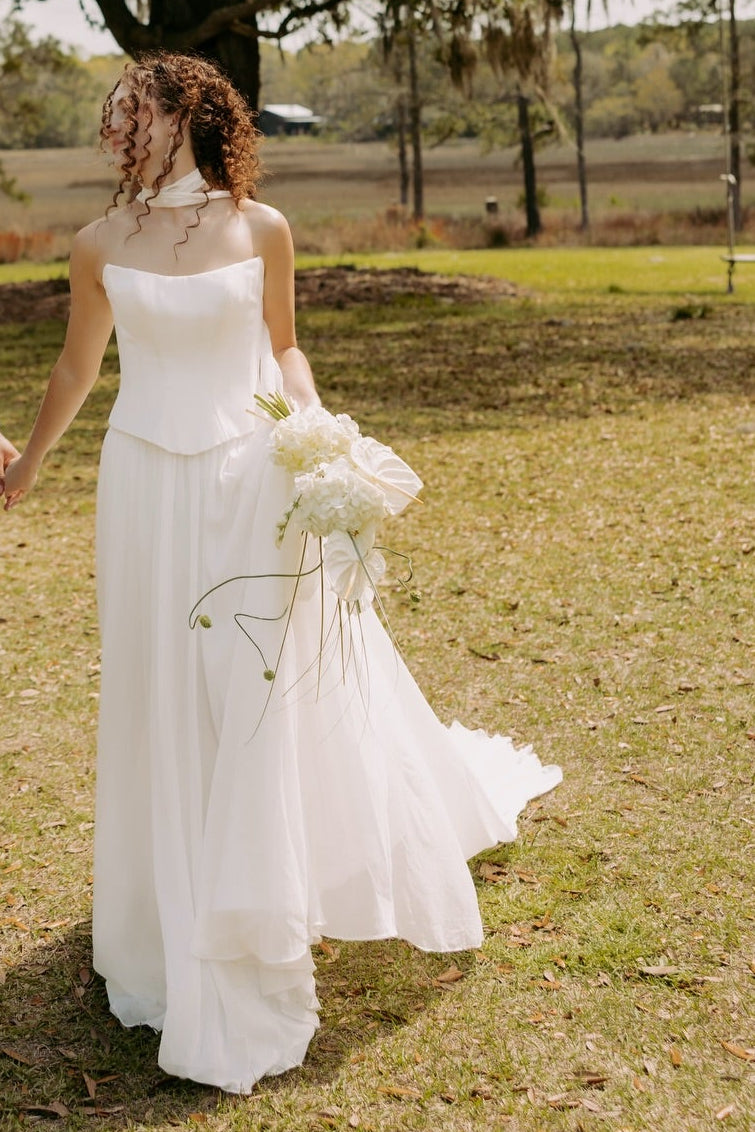 Strapless A-Line Wedding Dress with Sweeping Train