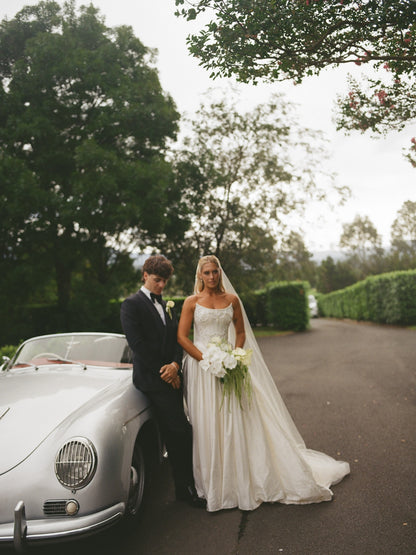 Embellished Corset A-Line Wedding Dress with Train