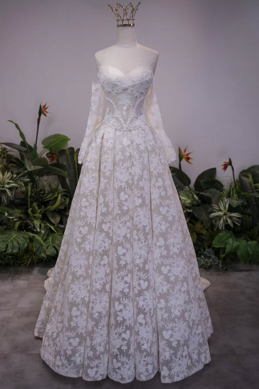 Off Shoulder Lace Corset A-Line Wedding Gown