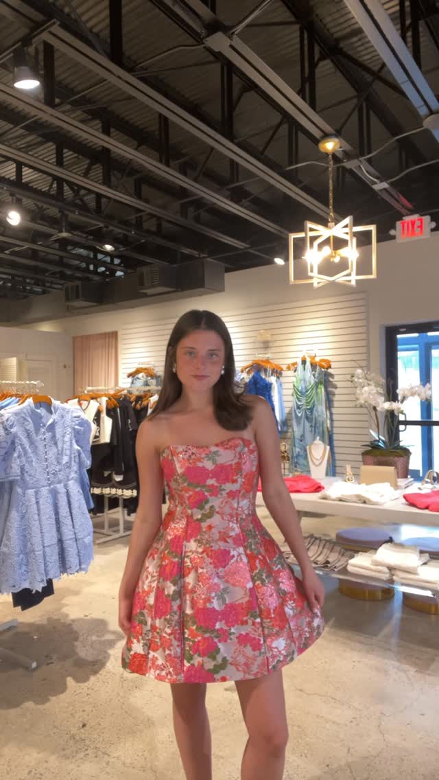Strapless Floral Print Fit and Flare Mini Dress