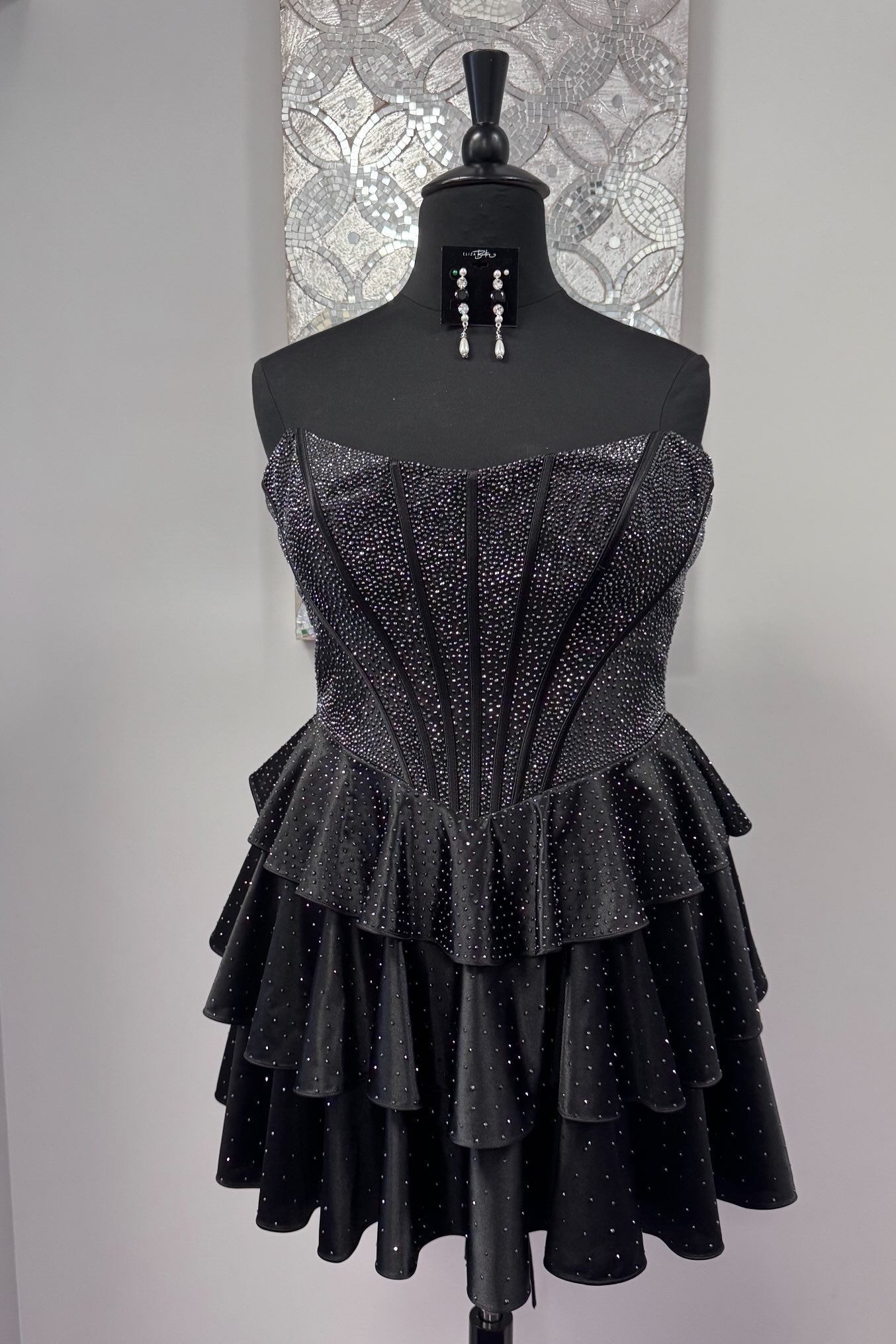 Strapless Corset Tiered Ruffle Mini Dress