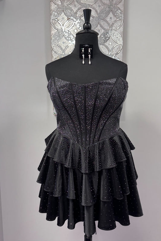 Strapless Corset Tiered Ruffle Mini Dress
